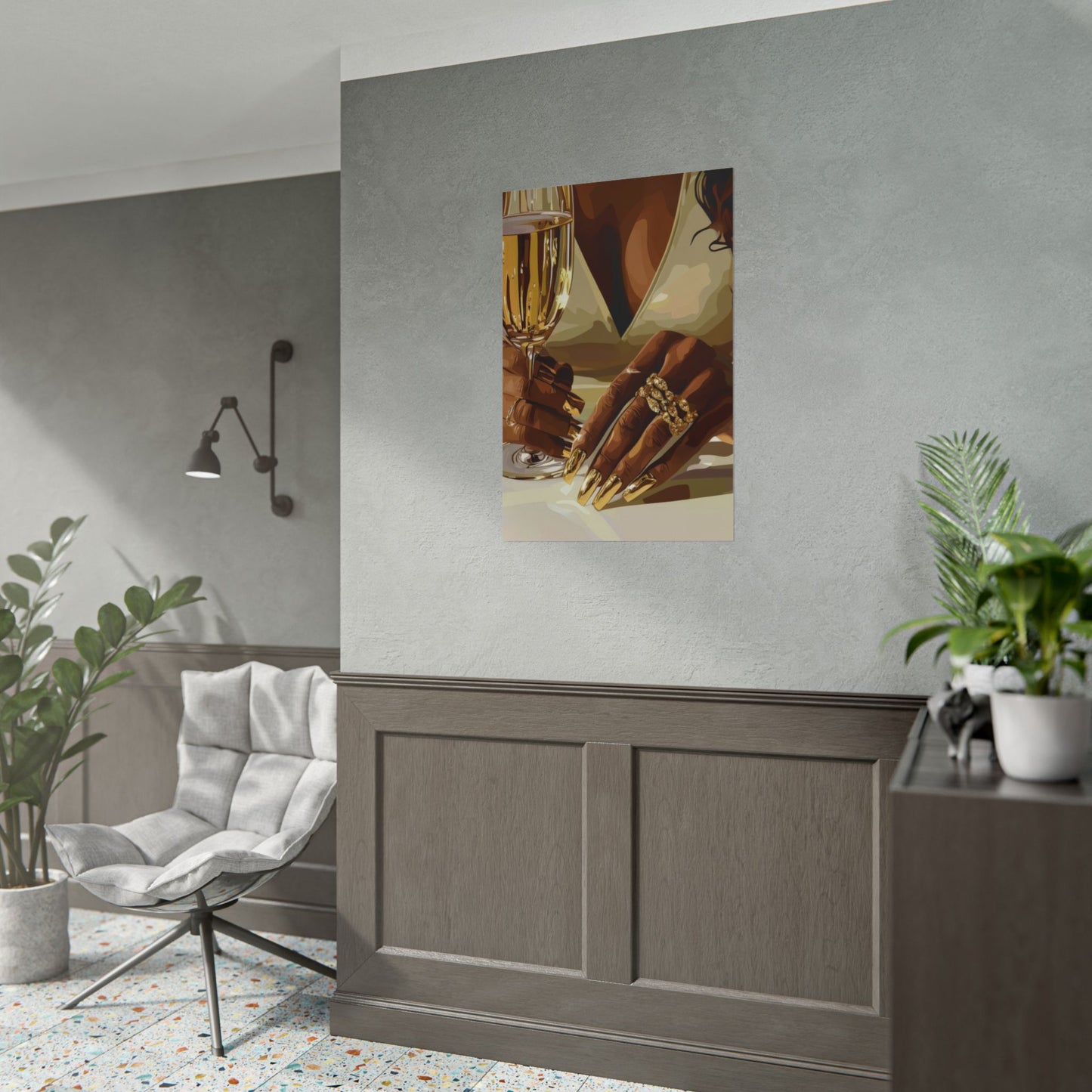 Black beauty - champagne, jewellery, gold | Wall Art