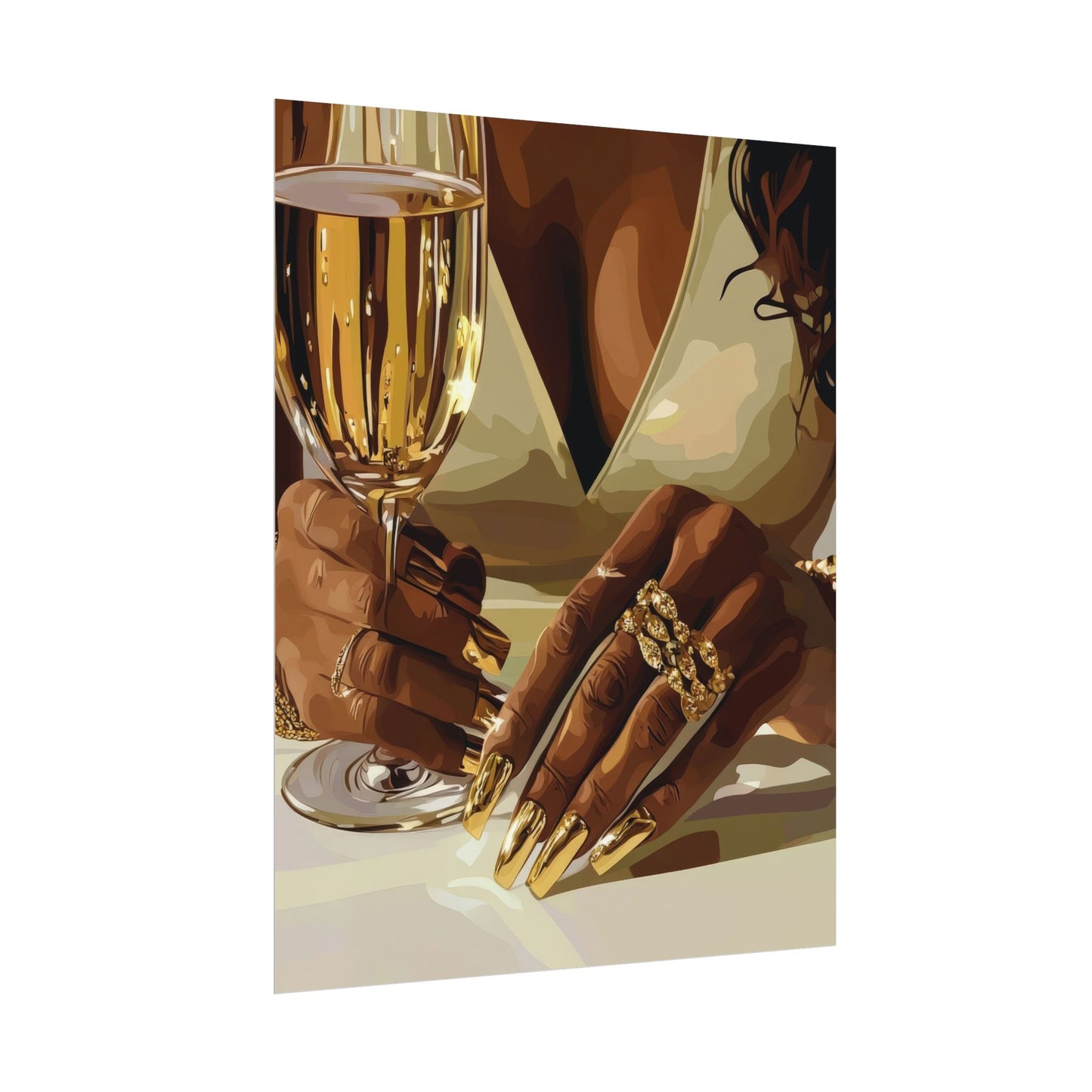 Black beauty - champagne, jewellery, gold | Wall Art