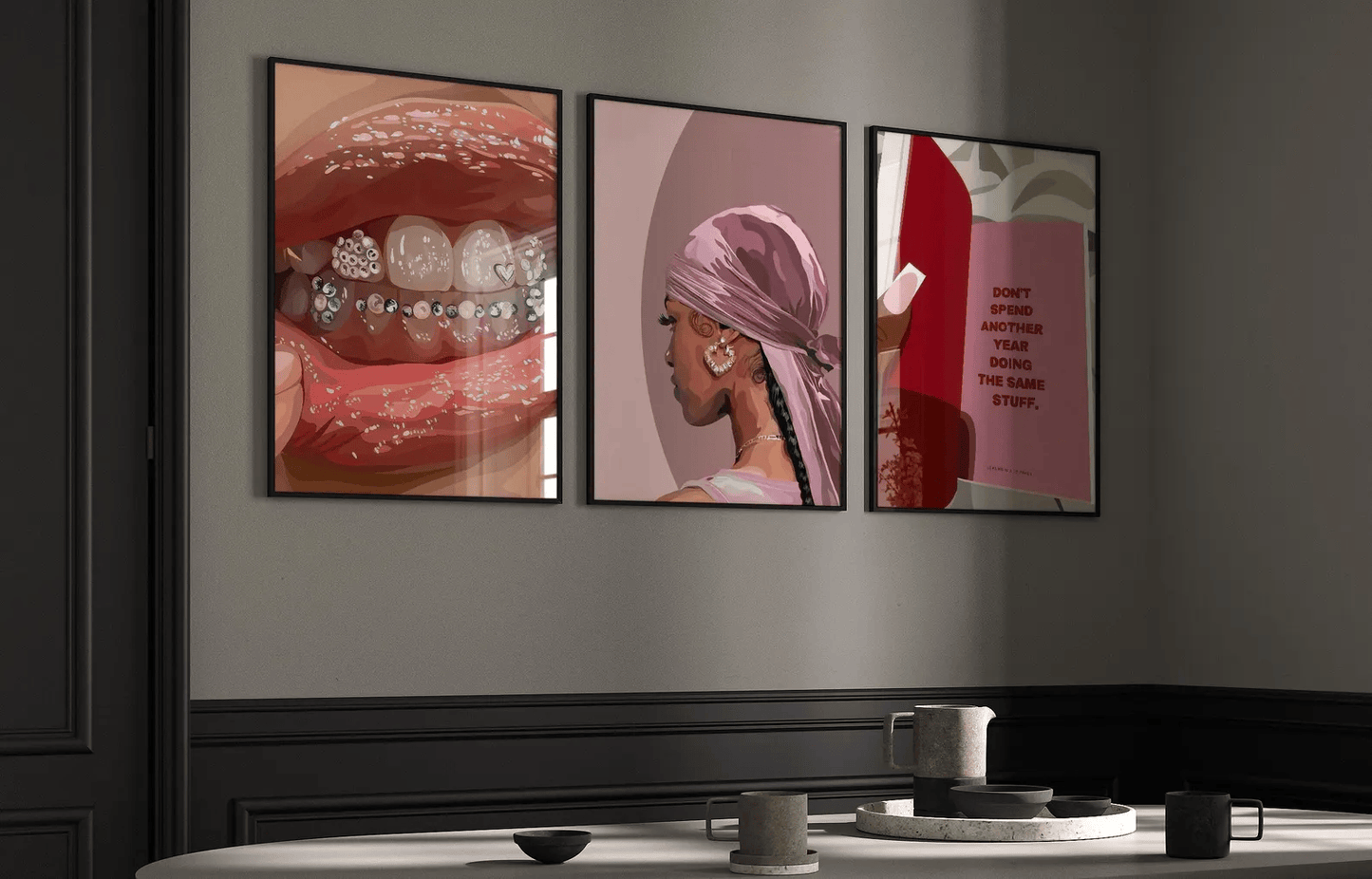 Teeth gems and lips | Wall Art