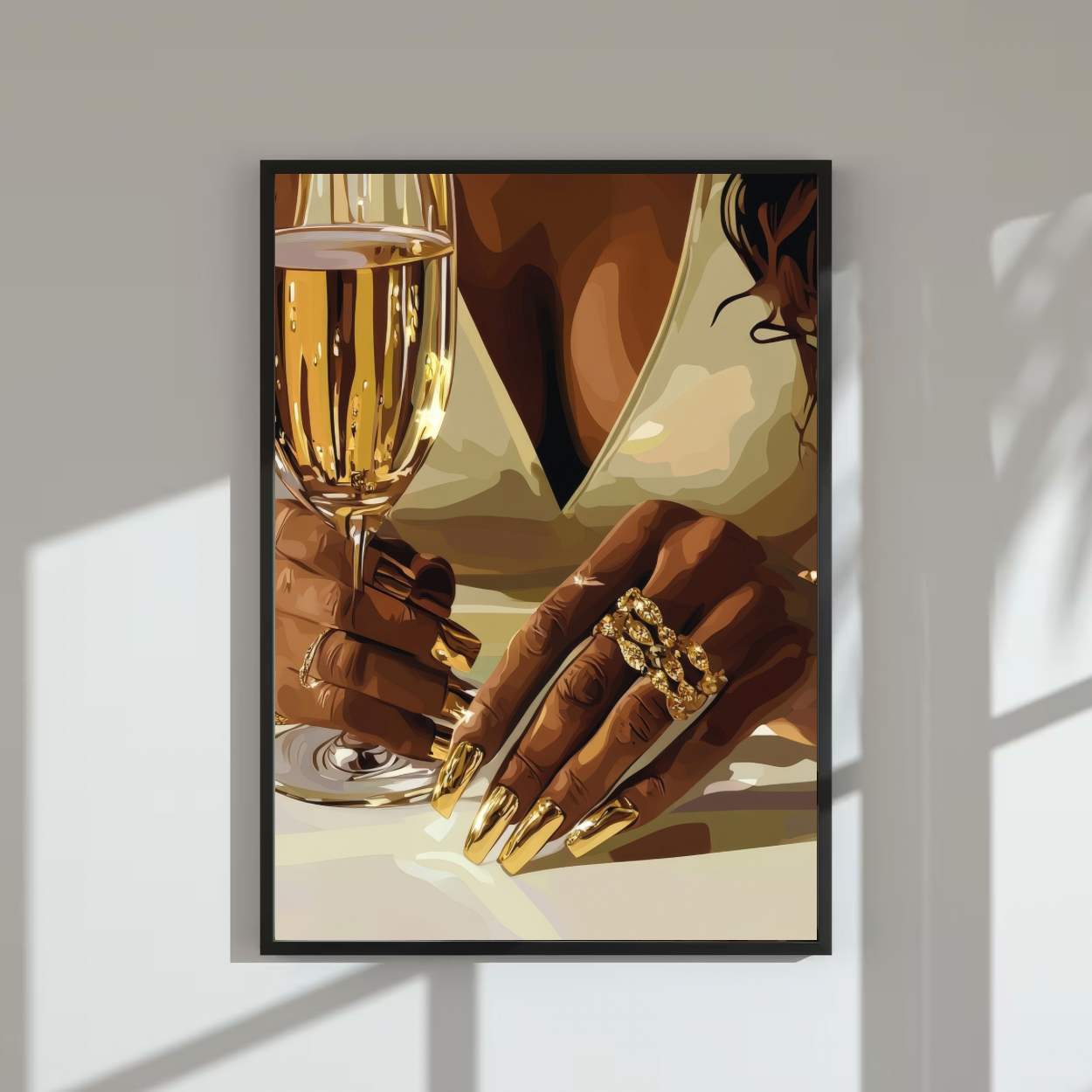 Black beauty - champagne, jewellery, gold | Wall Art