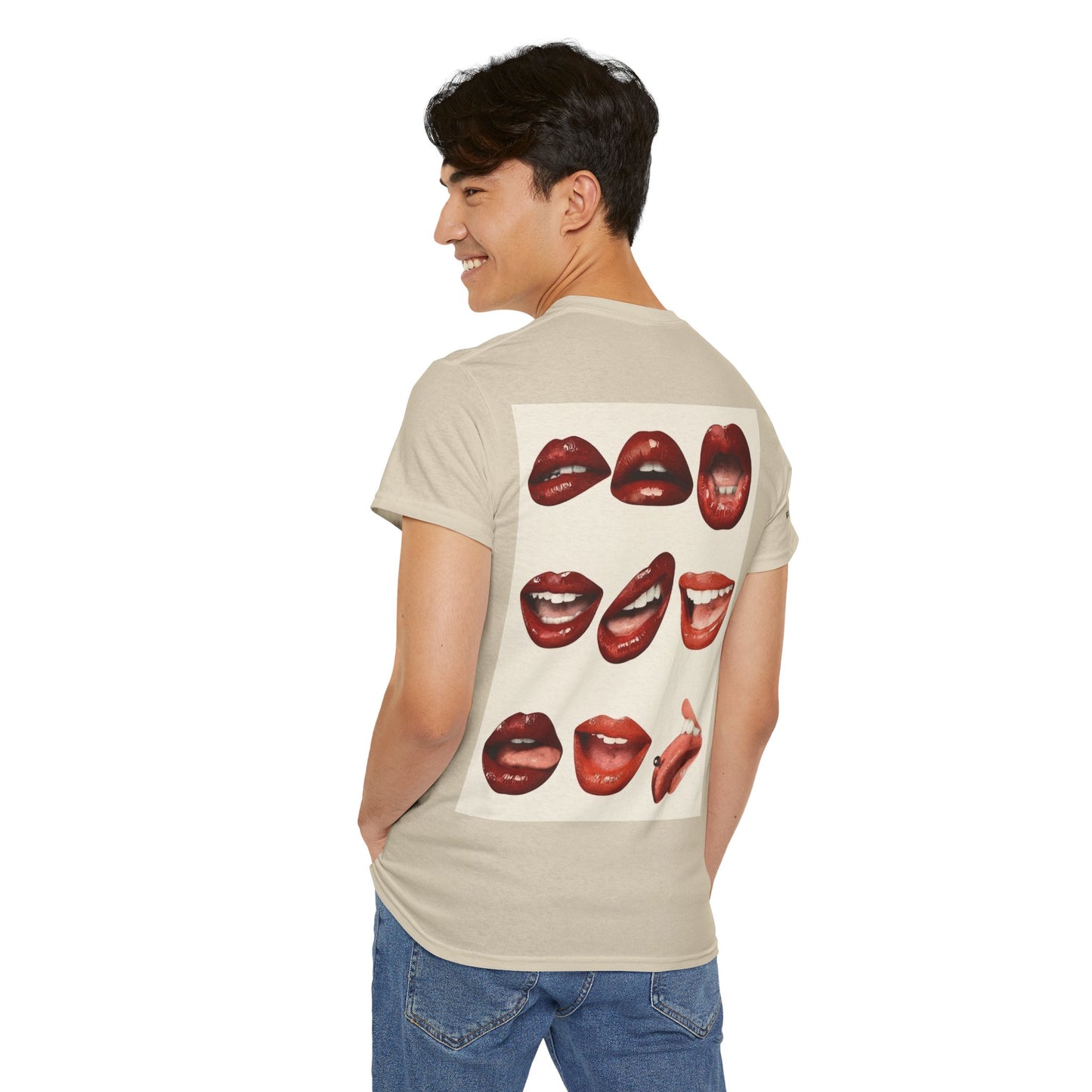 Unisex Heavy Cotton Tee - Lips cut-out design