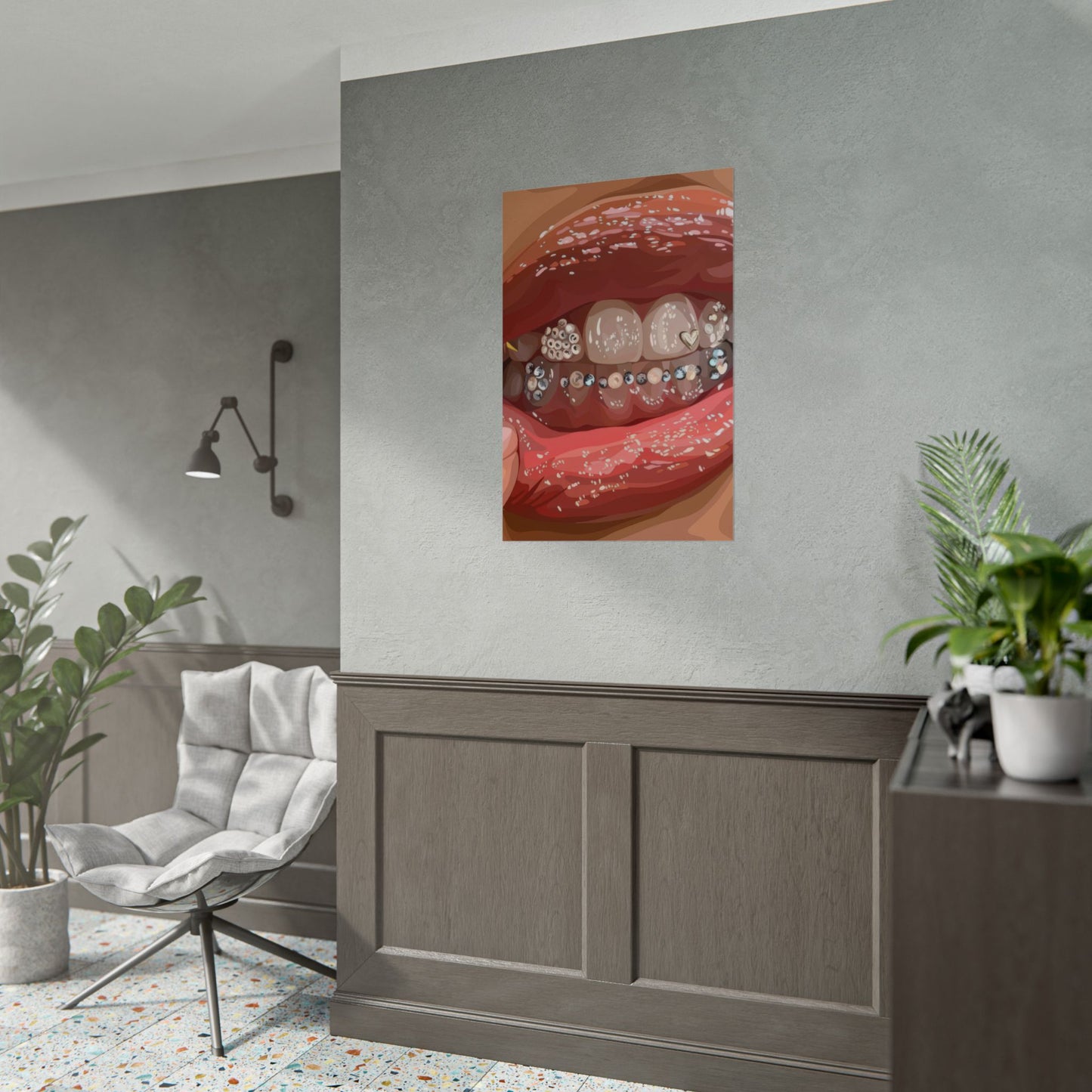 Teeth gems and lips | Wall Art