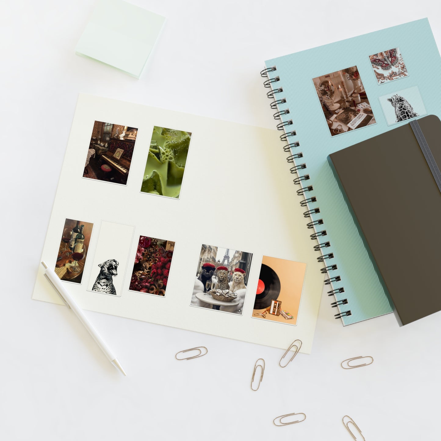 Stylish Sticker Sheets | vintage music decor, coffee, wild cats