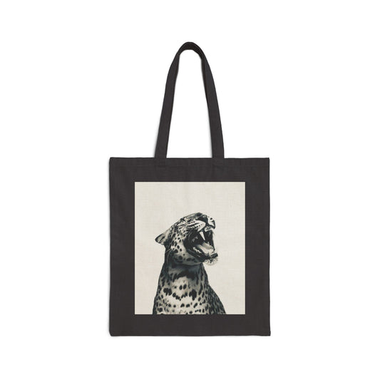 Wild Leopard Canvas Tote Bag in Black