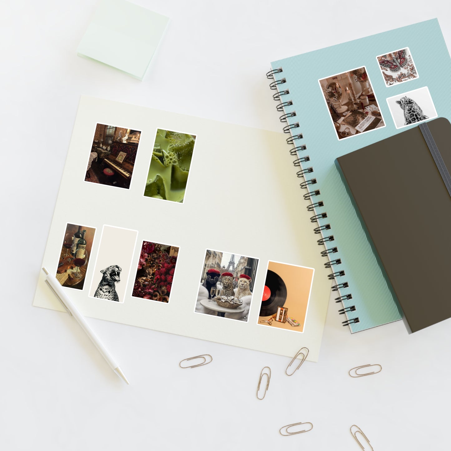 Stylish Sticker Sheets | vintage music decor, coffee, wild cats