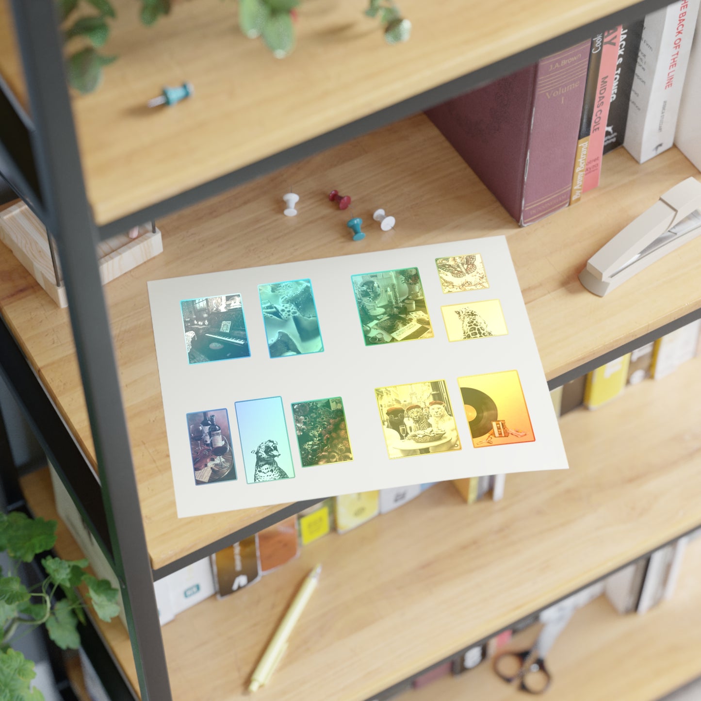 Stylish Sticker Sheets | vintage music decor, coffee, wild cats