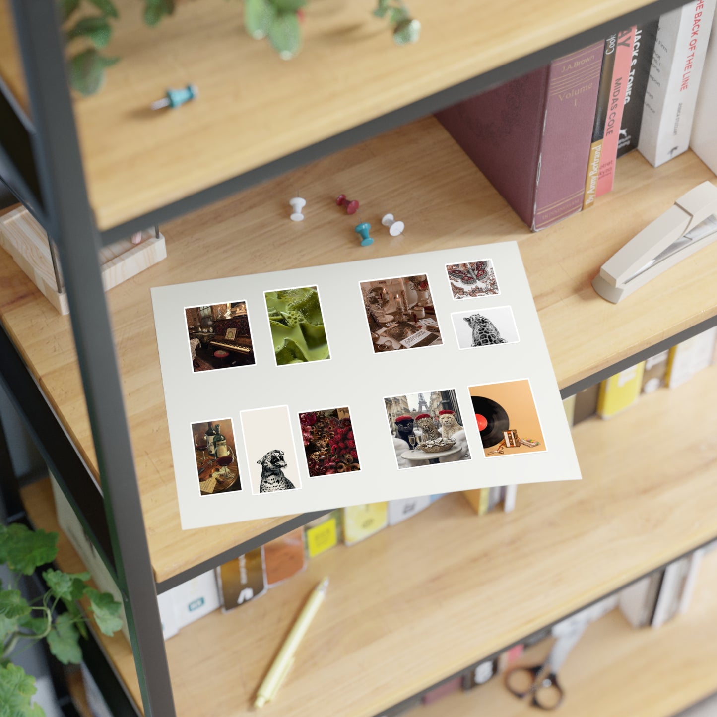 Stylish Sticker Sheets | vintage music decor, coffee, wild cats