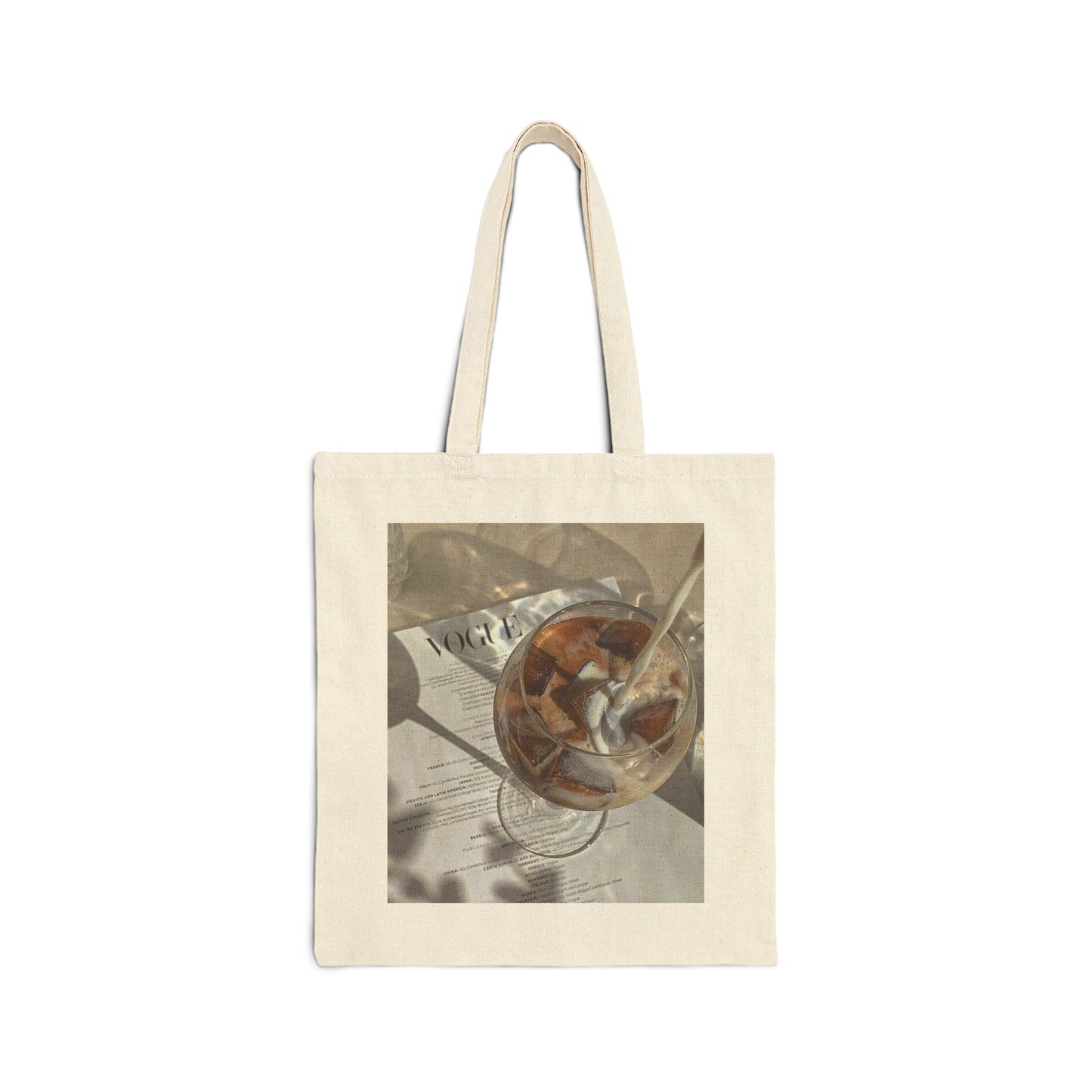 Iced Coffee Cotton Canvas Tote Bag - Perfect for Beach Days and Shopping