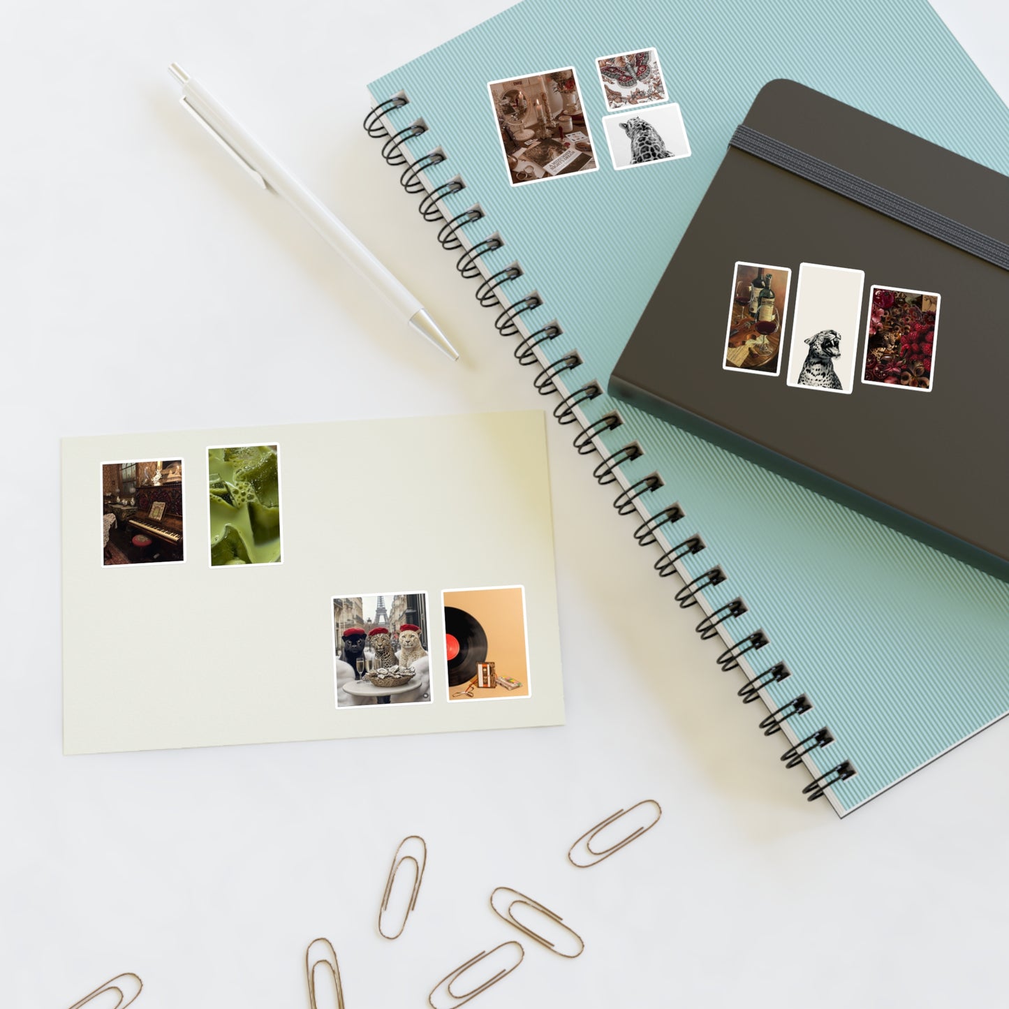 Stylish Sticker Sheets | vintage music decor, coffee, wild cats