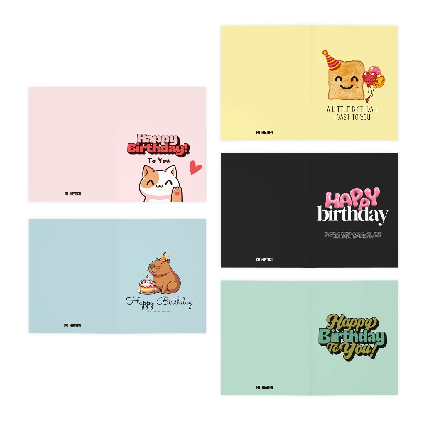 Graphic birthday greeting cards (multi-pack)  | 5-Pack