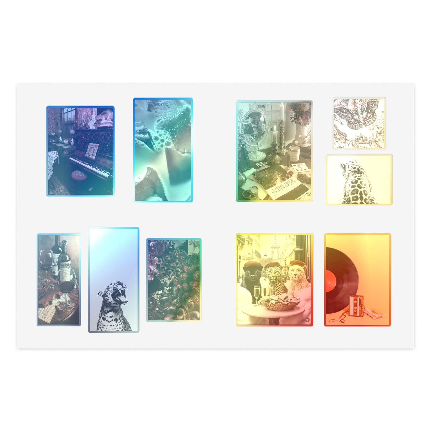Stylish Sticker Sheets | vintage music decor, coffee, wild cats