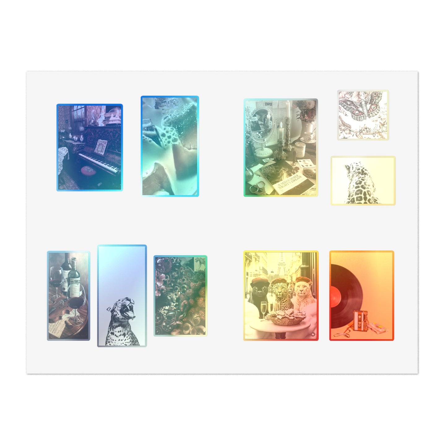 Stylish Sticker Sheets | vintage music decor, coffee, wild cats